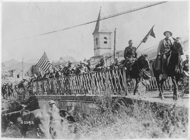 The US 129th Machine Gun Battalion, 35th Division returning from the Battle of St. Mihiel