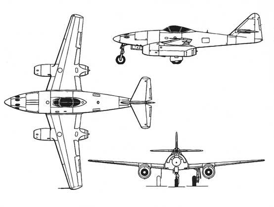Picture above; The Messerschmitt Me-262. Arguably the “UR-design” that was the blueprint for many advanced post-war Allied Military Jet Aircraft.