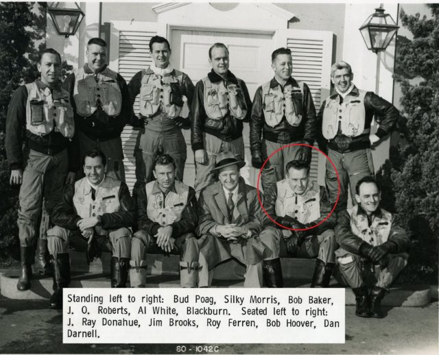 Hoover with the American test pilots in 1957.