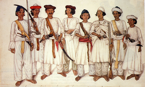 Gurkha soldiers during the Anglo-Nepalese War.