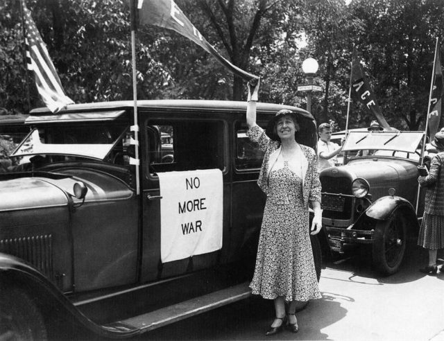 Former Congresswoman Jeannette Rankin advocating pacifism – 1932