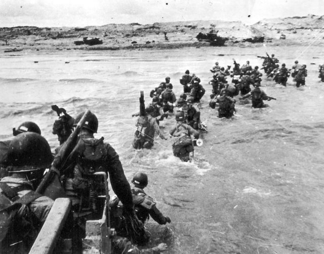 American troops landing on Utah Beach.