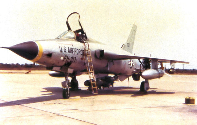 67th TFS Republic F-105D-25-RE Thunderchief 61-0217. On September 16, 1965 Risner was flying the aircraft when he was shot down by anti-aircraft artillery;