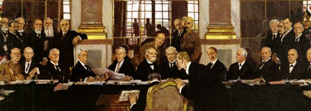 Signing the Treaty of Versailles.