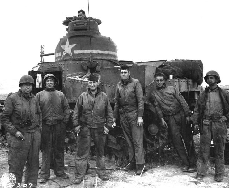 Crew of M3 tank at Souk el Arba, Tunisia, November 23, 1942.