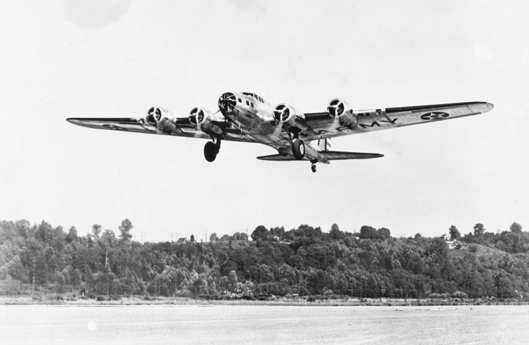 Boeing B-17B just after take off.