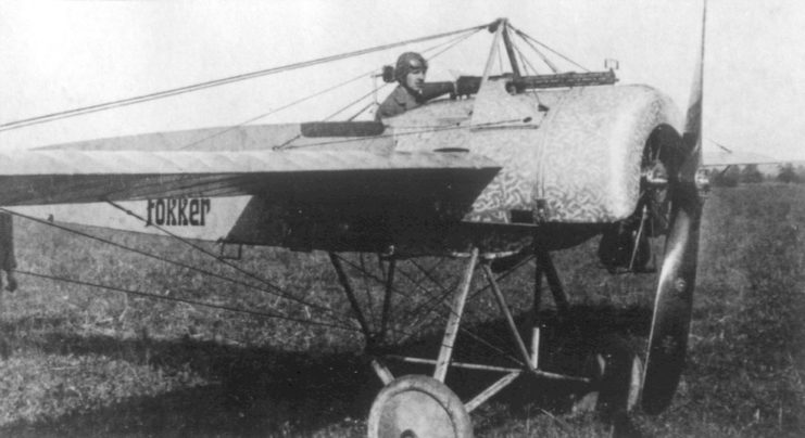 A Fokker E.II of late 1915, with the “dragged” engine turning visible on the engine cowl and associated sheet metal.