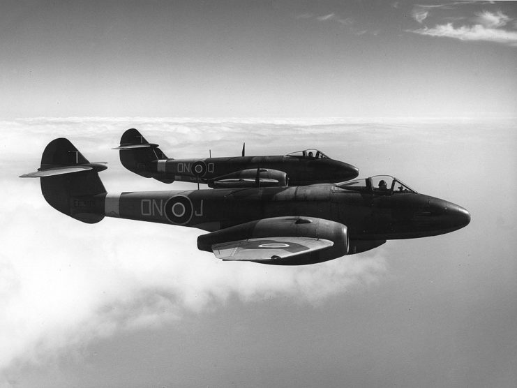 Gloster Meteor F.3s. The Gloster Meteor was the first British jet fighter and the Allies’ only jet aircraft to achieve combat operations during World War II.