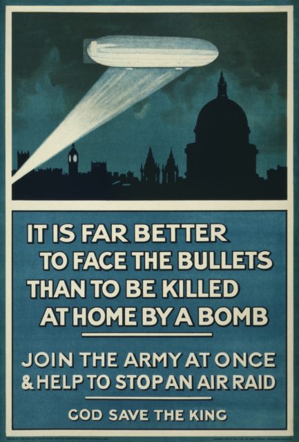 Fear of zeppelin bombing in London became a reality in 1915.