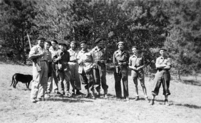 SOE officers in Haute-Savoie, France in August 1944 with members of the French Resistance