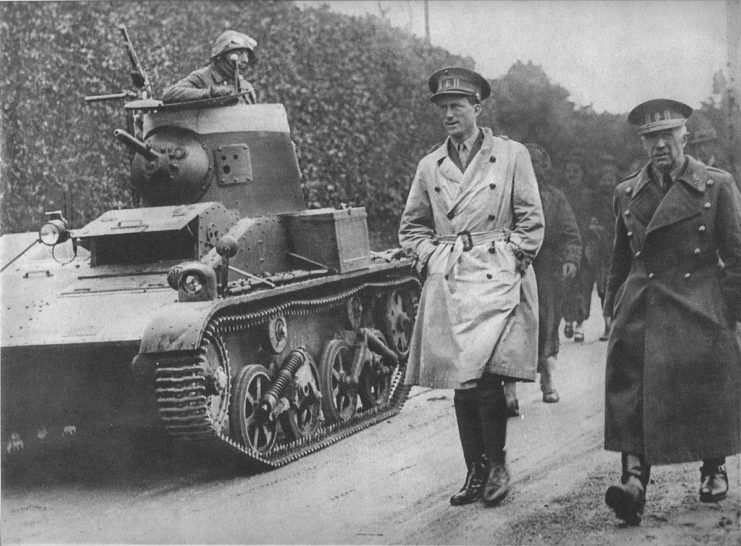 Leopold III, Belgium’s monarch from 1934, reviewing Belgian troops in early 1940.