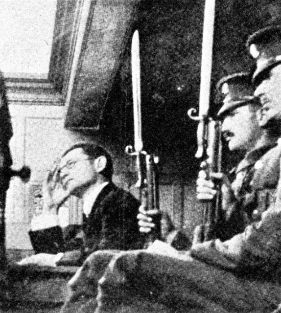 Lody (left) on trial at the Middlesex Guildhall.