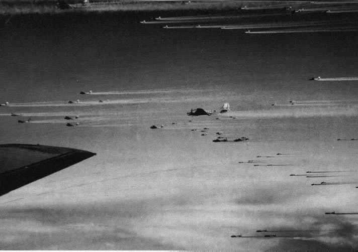 Part of a 1,000-ship B-17 Flying Fortress bomber stream during World War II.