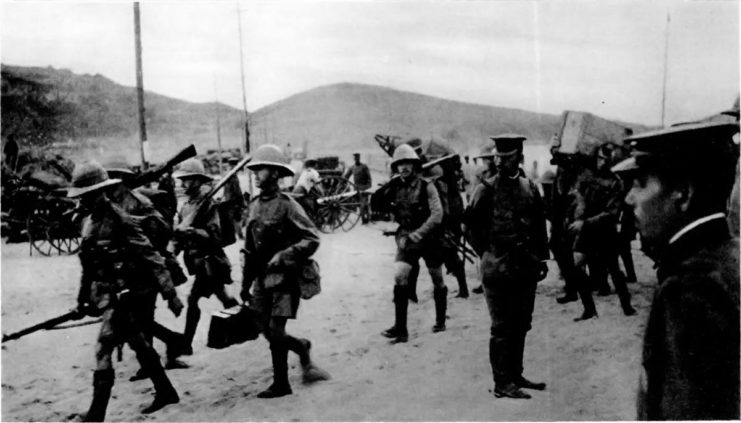 British troops arriving at Tsingtao in 1914.