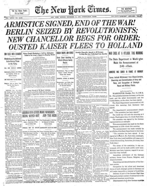 “Berlin seized by revolutionists”: The New York Times on Armistice Day, 11 November 1918.