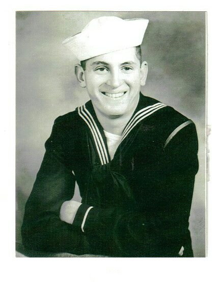 Pictured in his naval uniform in 1943, Zimmerman trained as a combat medic at a naval school in San Diego but was later assigned to the 4th Marine Division. Courtesy of Jean Woelfel.