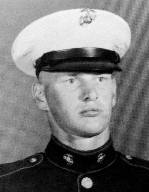 A 20-year-old Stubinger is pictured in his uniform following his graduation from basic training at the Marine Corps Recruit Depot in San Diego in late 1969. Courtesy of Jeremy P. Ämick.