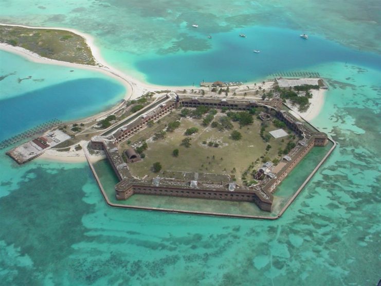 Fort Jefferson in the Dry Tortugas, Florida. Superintendent Robert Budlong lived here with his wife during the summer of 1942 when, because of prowling U-Boats, the Gulf of Mexico had an “evil reputation.”