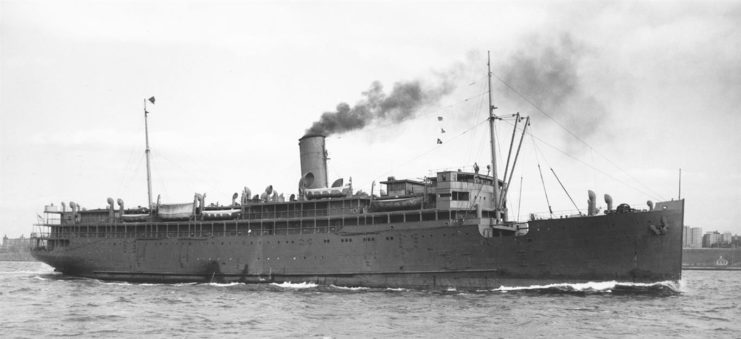The 5,184-ton passenger steamer SS Robert E. Lee. U-166 sank this vessel on July 30, 1942, 45 miles from the mouth of the Mississippi River.