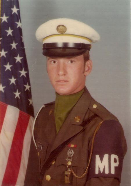 Pugliese is pictured in 1974 after completing his training as a military policeman at Ft. Gordon, Georgia. Courtesy of Jeffrey Pugliese.