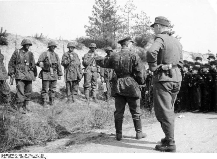 A visit from Hitlerjugend members to the 12th SS Panzer Division. By Bundesarchiv – CC BY-SA 3.0 de
