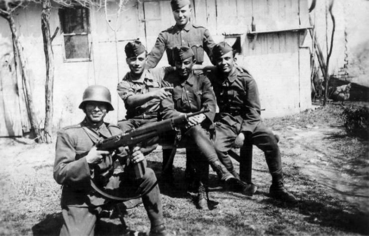 Hungarian soldiers in the Carpathian Mountains in 1944.