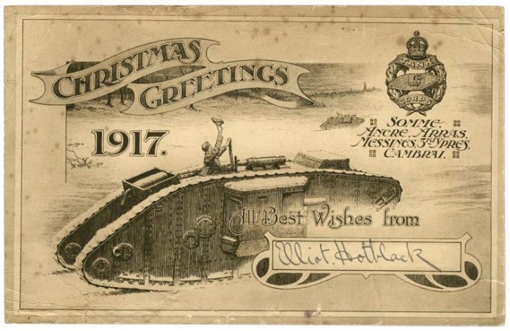The Christmas card sent 100 years ago. Photo credits: The Tank Museum