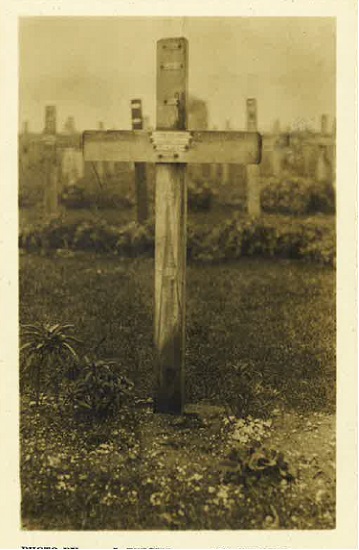Georges wooden cross. At first thought to be where he was originally buried, but now believed to be his cross at Dud Corner before the stone headstones replaced them.