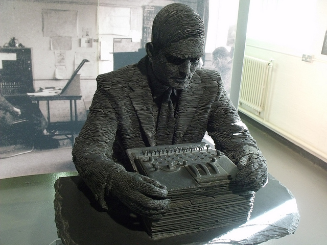 Statue of Alan Turing at Bletchley Park, England. Elliott Brown – CC-BY 2.0
