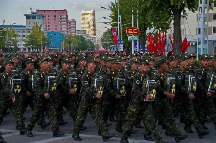 North Korean soliers with backpack nukes. Photo: Uwe Brodrecht / CC-BY-SA 2.0