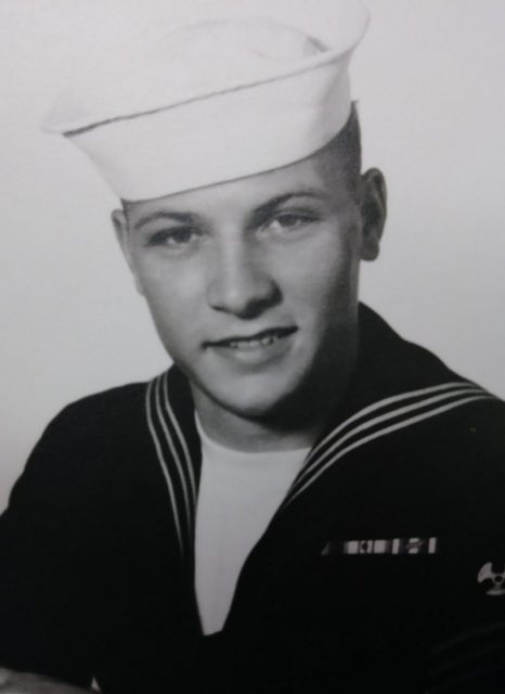 Delong is pictured in 1968 after graduating from his training as a machinist mate at Great Lakes Naval Training Station in Illinois. Courtesy of Leon Delong.