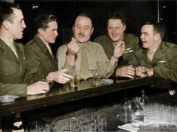 Pappy with Chris Magee and Bill Case at a bar at San Francisco’s St. Francis Hotel, late 1945. Craig Kelsay / mediadrumworld.com