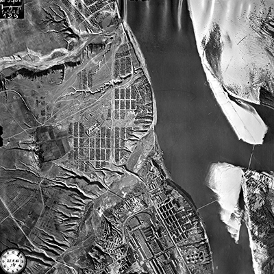 Aerial image of Stalingrad. Such images would be useful to establish a greater understanding of the physical geography on certain battle fields. Source: Aerial Photographs, compiled 1935–1970; Records of the Defense Intelligence Agency, Record Group 393; National Archives at College Park, College Park, MD.