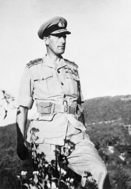 Lord Louis Mountbatten, Supreme Allied Commander, seen during his tour of the Arakan Front in February 1944.