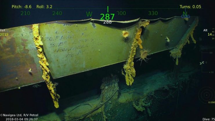 Wreckage from the USS Lexington (CV-2) Located in the Coral Sea 76 Years after the Aircraft Carrier was Sunk During World War II.