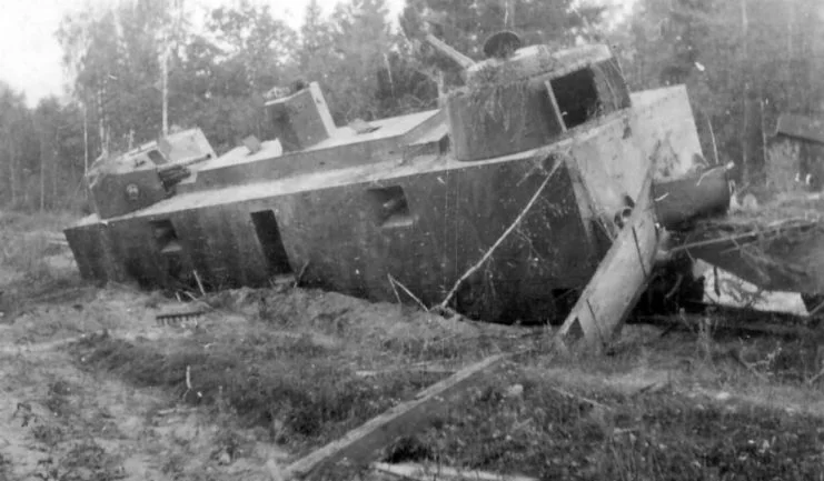Destroyed Russian armored train