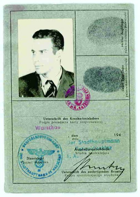 Alfred Lea’s false German ID document, prepared by the Polish partisans.