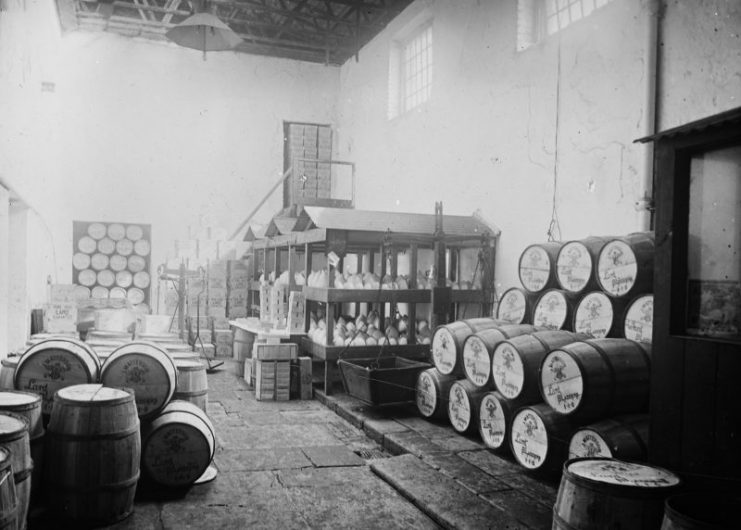 Barrels filled with lard