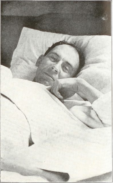Richard Sandford, VC, recovering in hospital after the Zeebrugge Raid. Returned to duty in September 1918, he died just two months later at the age of 27.