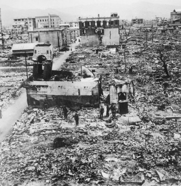 he ruins of Hiroshima, the target of the first atomic bomb to be dropped on a city. 80,600 people were killed instantly.