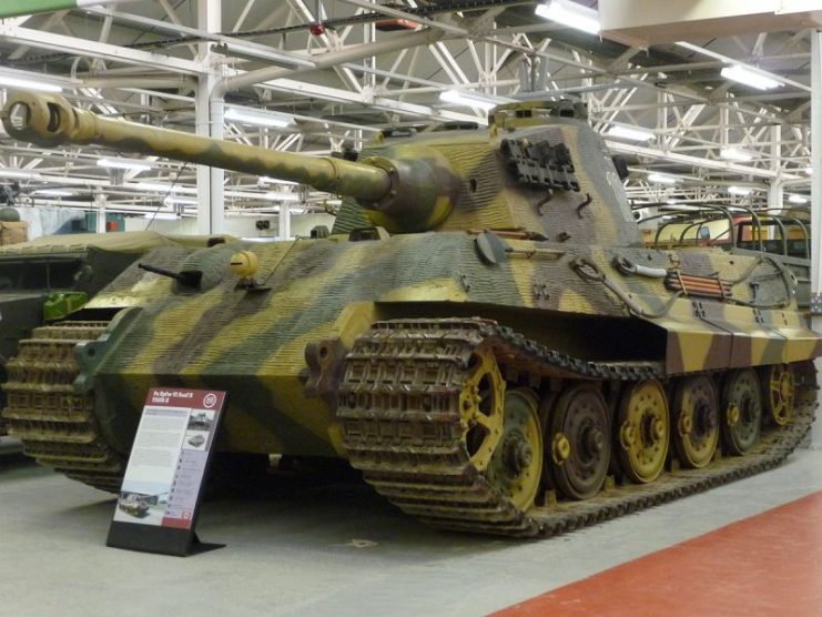Panzerkampfwagen VI Tiger II (104) in the Bovington Tank Museum. Photo: Simon Q / CC-BY-SA 2.0