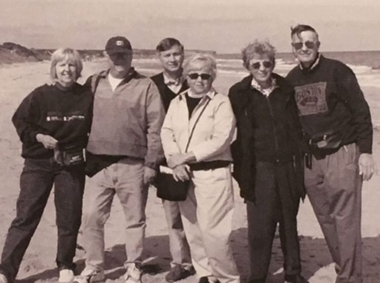 Joe Sullivan’s family on Utah Beach. (L-R) Denise and Jerry McLaughlin, Wilson and Margaret Young, Katherine and Ken Smith