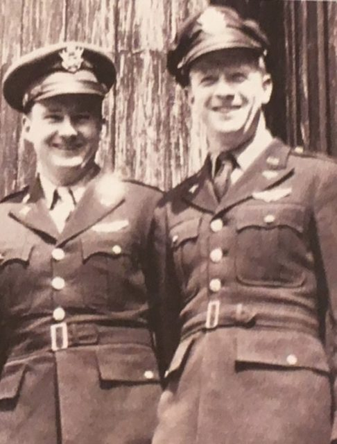 (L-R) The “Two Irish Joes” of the 77th Troop Carrier Squadron: Flynn and Sullivan. London, May, 1944.