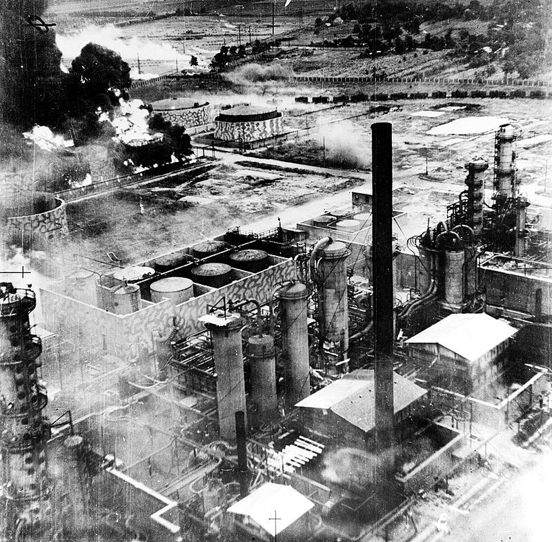 Ploesti Refinery Burning After Allied Bombing Raids in 1943