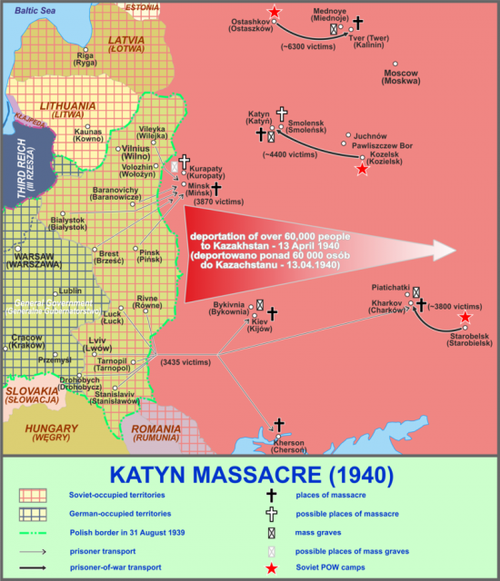 Map of the sites related to the Katyn massacre. Lonio17 – Instytut Pamięci Narodowej (Polska) CC BY-SA 4.0