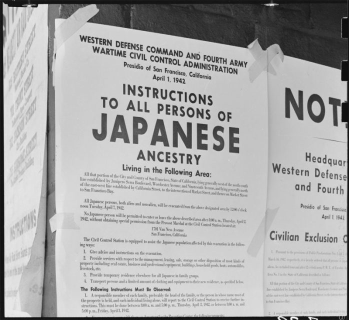 Posting of Exclusion Order at First and Front Streets in San Francisco, California. National Archives