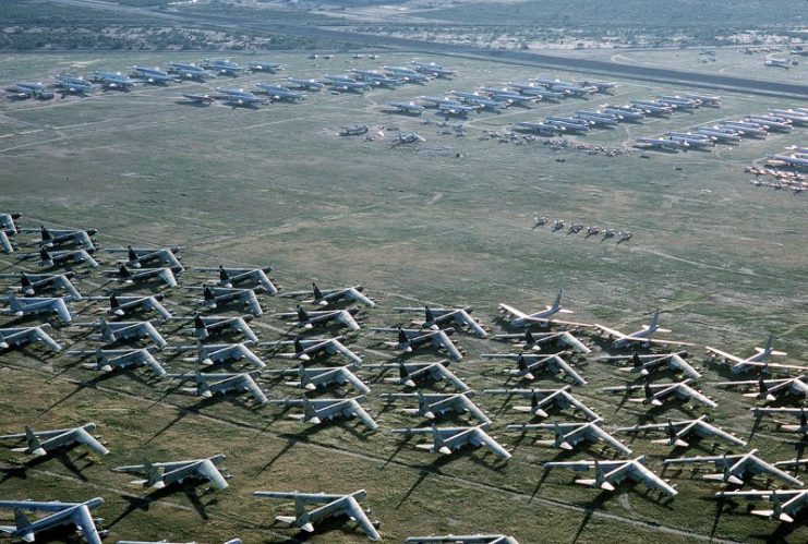 An aerial view of some of the more than 2,500 aircraft from all services