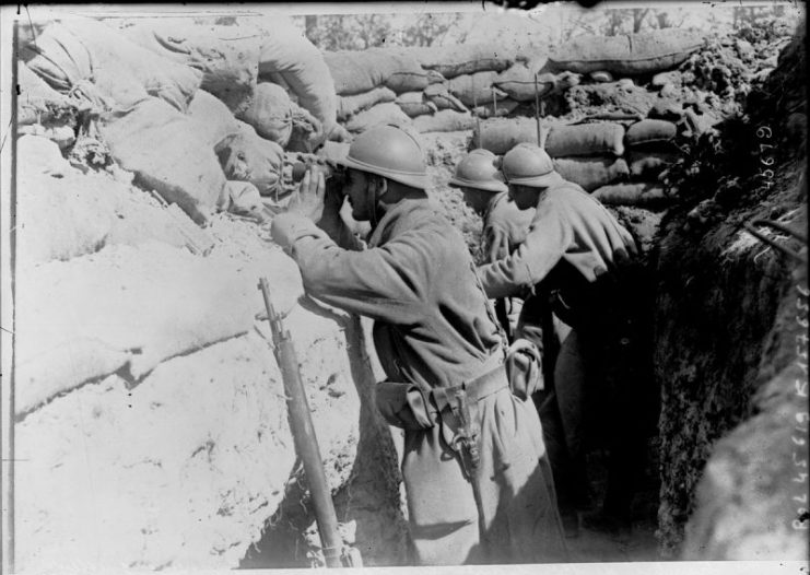 French soldiers in Argonne trenches.
