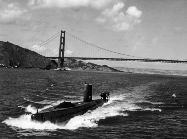 View of Halibut departing San Francisco, likely in the mid 1970s.