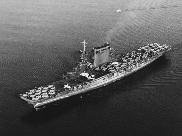 The U.S. Navy aircraft carrier USS Lexington (CV-2).